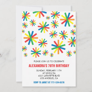 Convites de aniversário de 70 anos simples Confete