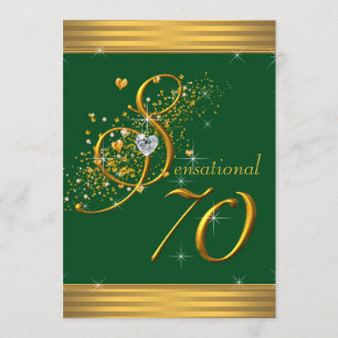 Convites de Aniversário de 70 anos Verde e Dourado