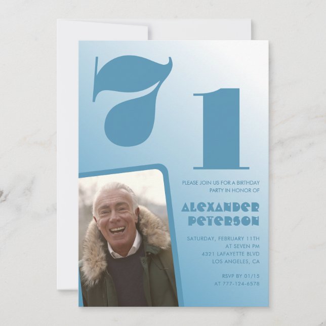 Convites de aniversário de 71 anos com gradiente a (Frente)