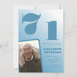 Convites de aniversário de 71 anos com gradiente a