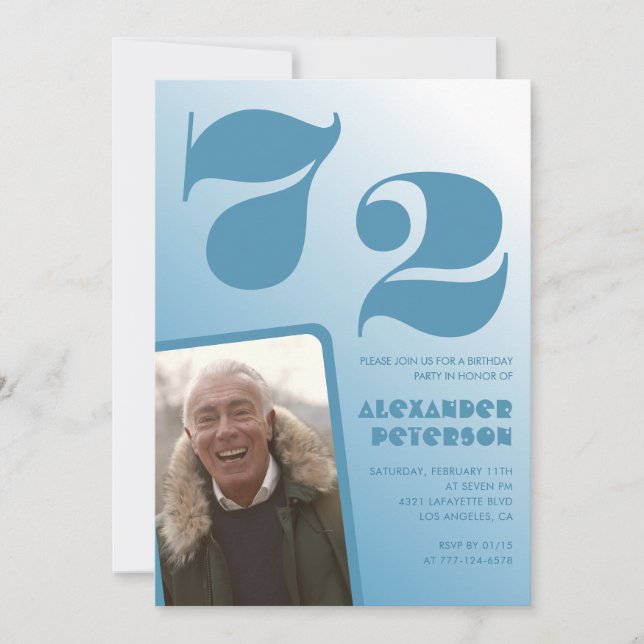 Convites de aniversário de 72 anos com gradiente a (Frente)