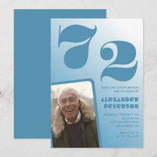 Convites de aniversário de 72 anos com gradiente d
