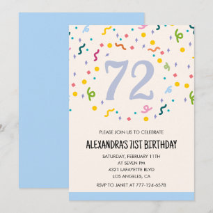 Convites de aniversário de 72 anos Modernos Simple