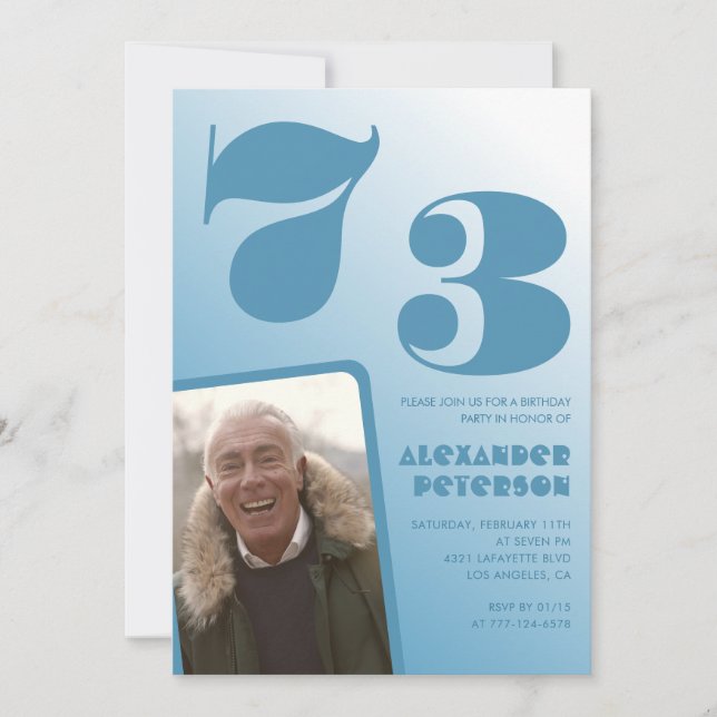 Convites de aniversário de 73 anos com gradiente a (Frente)