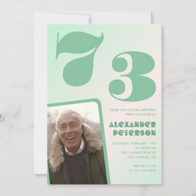 Convites de aniversário de 73 anos com gradiente v (Frente)