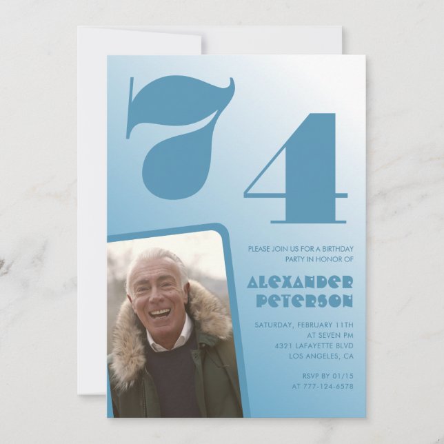 Convites de aniversário de 74 anos com gradiente a (Frente)
