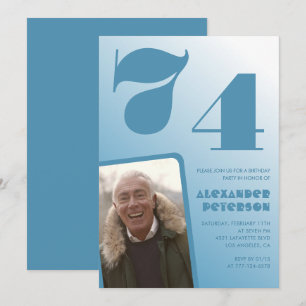 Convites de aniversário de 74 anos com gradiente d