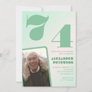 Convites de aniversário de 74 anos com gradiente v