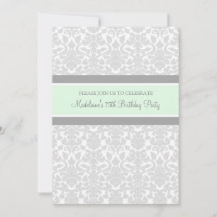 Convites de Aniversário de 75 anos Gray Damask