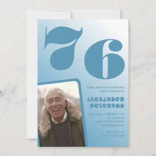Convites de aniversário de 76 anos com gradiente a