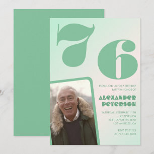Convites de aniversário de 76 anos com gradiente v
