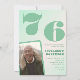 Convites de aniversário de 76 anos gradiente verde