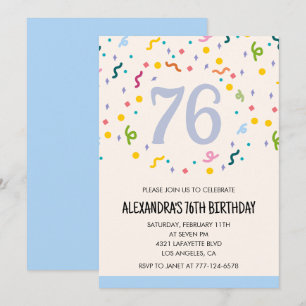 Convites de aniversário de 76 anos Modernos Simple