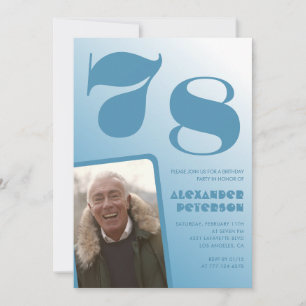 Convites de aniversário de 78 anos com gradiente a