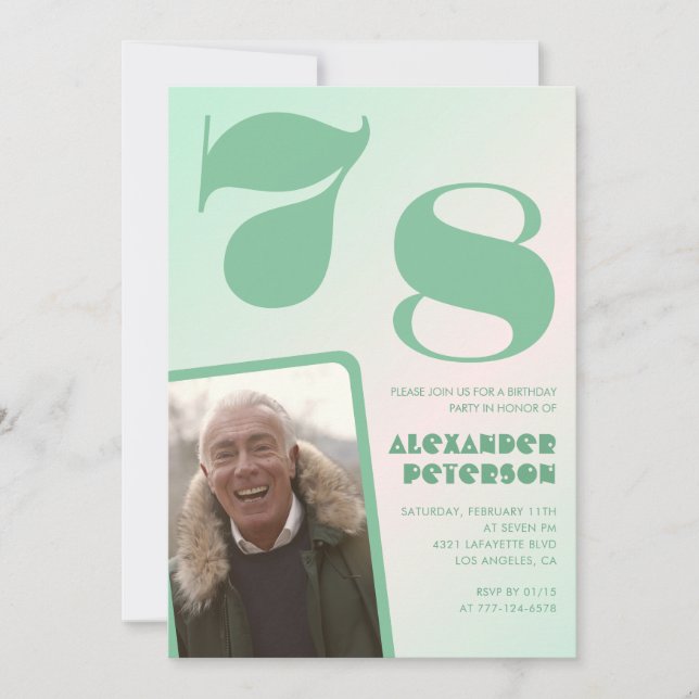 Convites de aniversário de 78 anos para gradiente  (Frente)