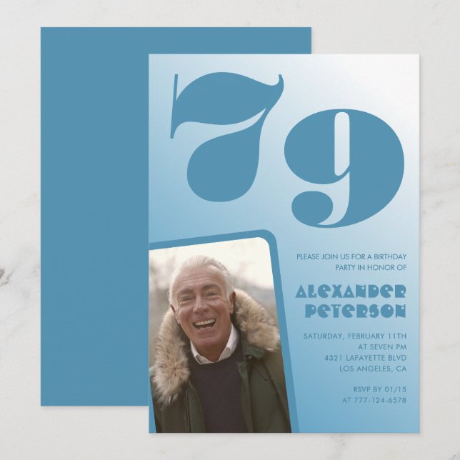 Convites de aniversário de 79 anos com gradiente d (Frente/Verso)