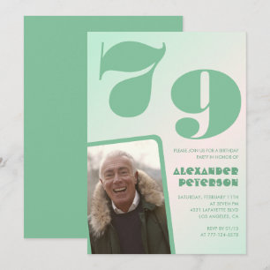 Convites de aniversário de 79 anos com gradiente v