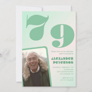 Convites de aniversário de 79 anos gradiente verde
