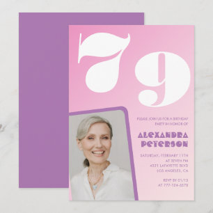 Convites de aniversário de 79 anos Pink Groovy Ret