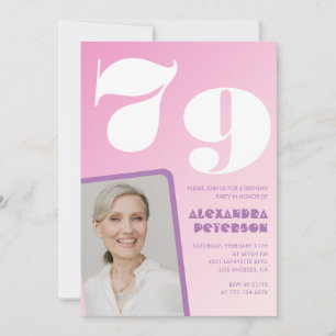 Convites de aniversário de 79 anos rosa Foto retrô