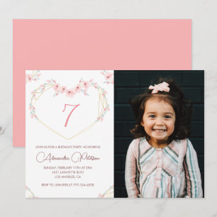 convites de aniversário de 7 anos Boho Floral Foto