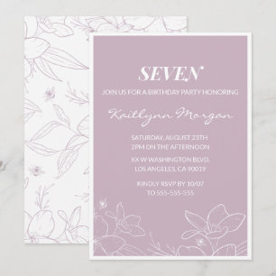 Convites de aniversário de 7 anos elegantes Floral