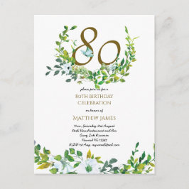 Convites de Aniversário de 80 anos com Folhas Lind