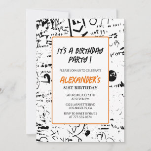convites de aniversário de 81 anos Homens Grafite 