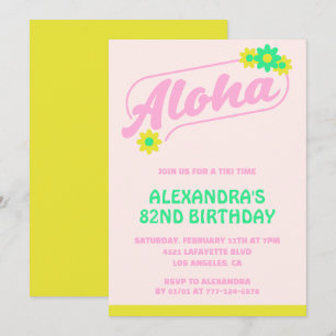 convites de aniversário de 82 anos Tropical Aloha 