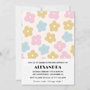 Convites de aniversário de 83 anos Retro Floral