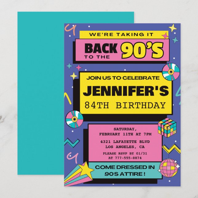 Convites de aniversário de 84 anos retrô de festa  (Frente/Verso)