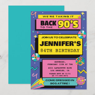Convites de aniversário de 84 anos retrô de festa
