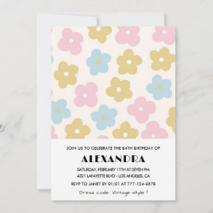 Convites de aniversário de 84 anos Retro Floral