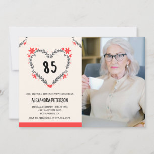 convites de aniversário de 85 anos para ela Floral