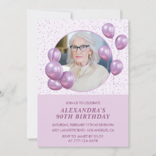 convites de aniversário de 90 anos Balões Foto Rox