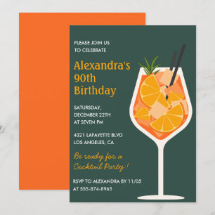 Convites de aniversário de 90 anos elegantes Coque