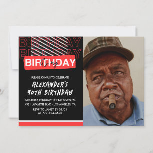 convites de aniversário de 90 anos Homens Festa Fo