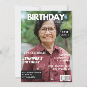 Convites de aniversário de 91 anos para ela Foto R