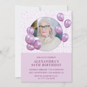 convites de aniversário de 94 anos Foto Balões Rox