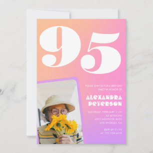 Convites de aniversário de 95 anos cor-de-rosa par