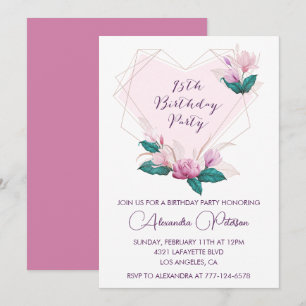Convites de aniversário de 95 anos Elegantes Flora