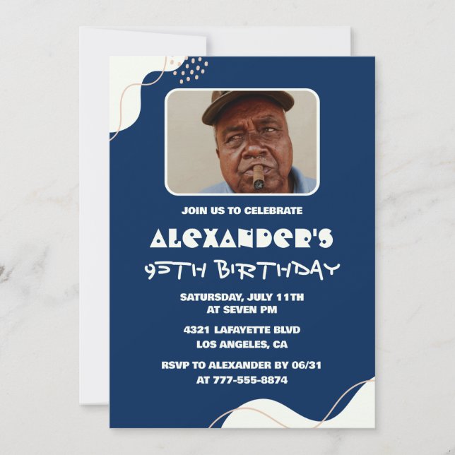 Convites de aniversário de 95 anos simples para ho (Frente)