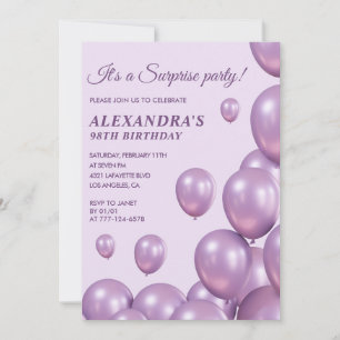 Convites de aniversário de 98 anos Chic Surpresa R