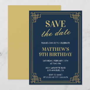 Convites de aniversário de 9 anos elegantes para h