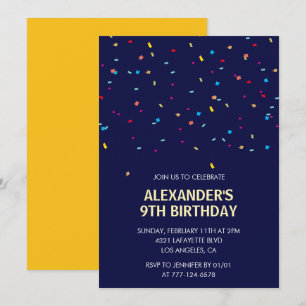 convites de aniversário de 9 anos Menino Confetes