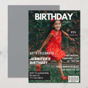 convites de aniversário de 9 anos para ela Capa de