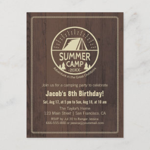Convites de Aniversário de Acampamento de Verão Mo