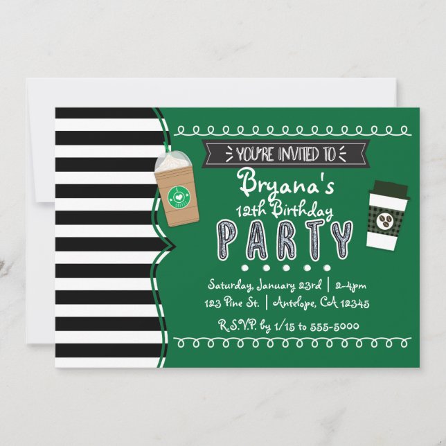 Convites de Aniversário de Adolescente Café Frap (Frente)