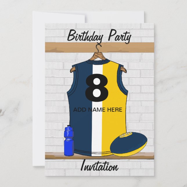 Convites de aniversário de Aussie Rules Jersey (Frente)