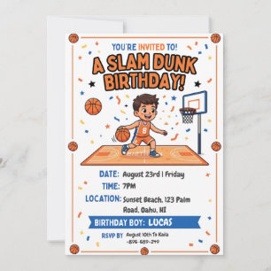 convites de aniversário de basquete moderno